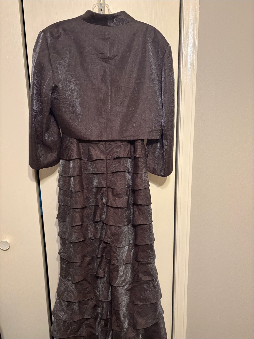 Alex Evenings Dark Brown Layered Ruffle Evening Dress with Jacket - Picture 4 of 4